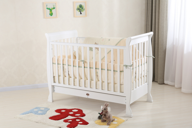 NZ Pine Traditional Baby Sleigh Cot with Drawer