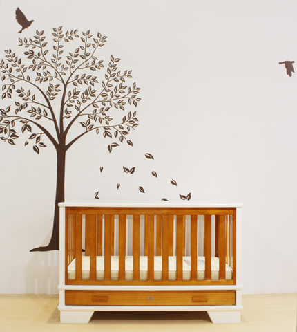 Two-tone Crib And Changing Table Set Baby Furniture